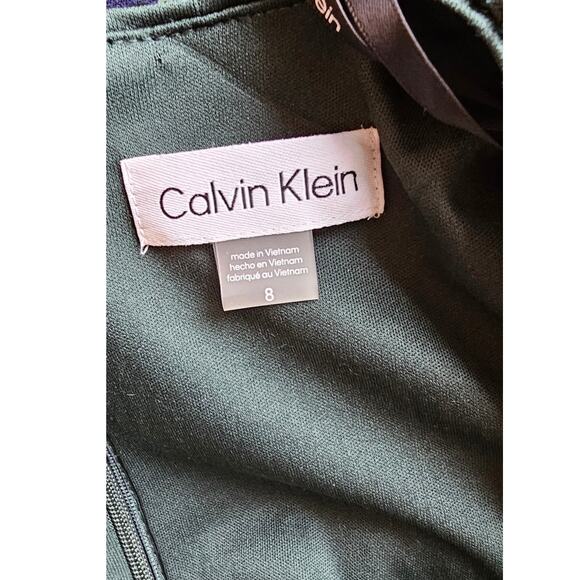 NWT Calvin Klein‎ Ruched Sequined Cocktail Wrap Sheath Dress Women Size 8 Green - Picture 7 of 7